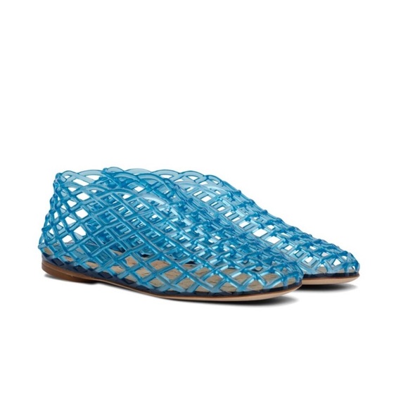 The Row Shoes - THE ROW Blue Mara Jelly Flat Slip On Sandal Shoes